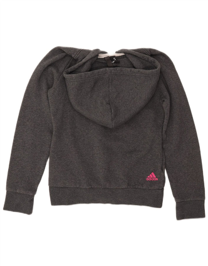 ADIDAS Womens Graphic Hoodie Jumper UK 8/10 Pequeno Cinza Algodão