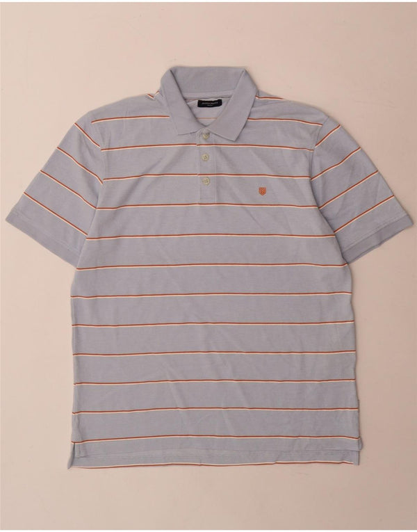 Camisa polo masculina Jack & Jones de algodão listrado azul médio