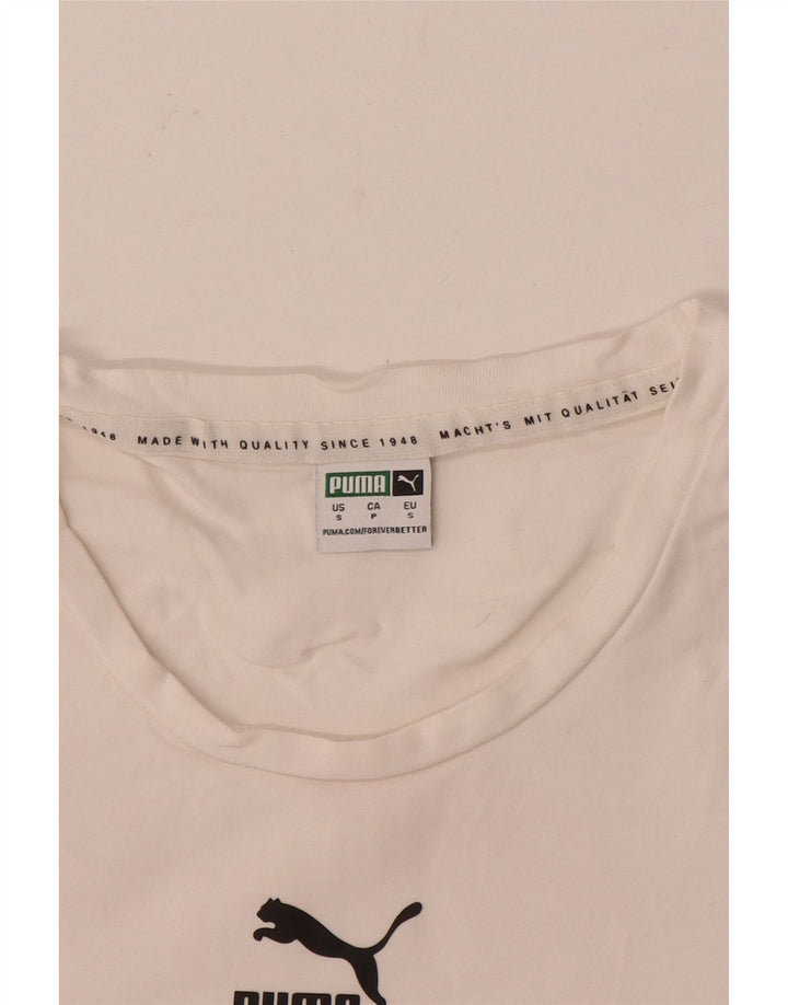 Camiseta feminina Puma Crop Graphic Top UK 8 Pequena Branca