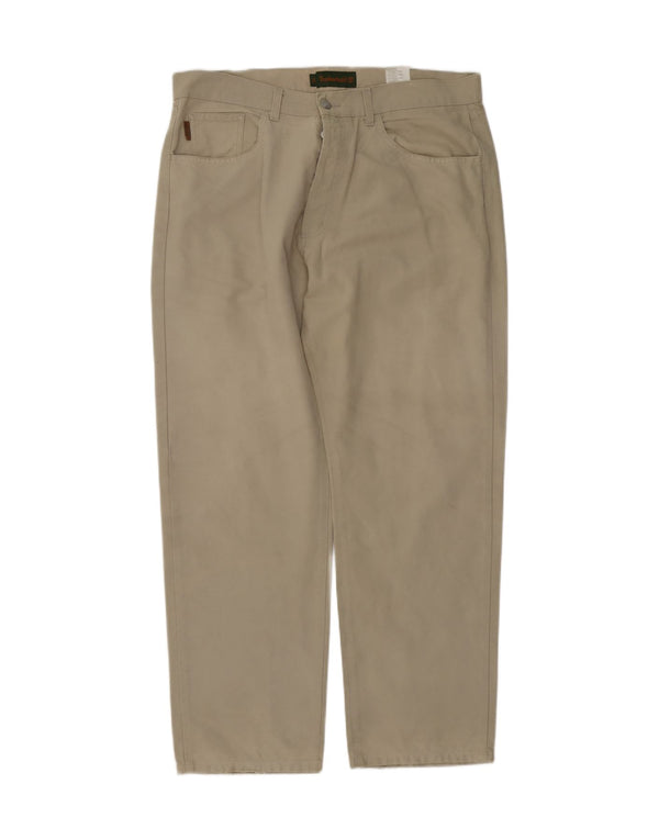 Timberland Calça masculina reta casual W38 L30 algodão bege