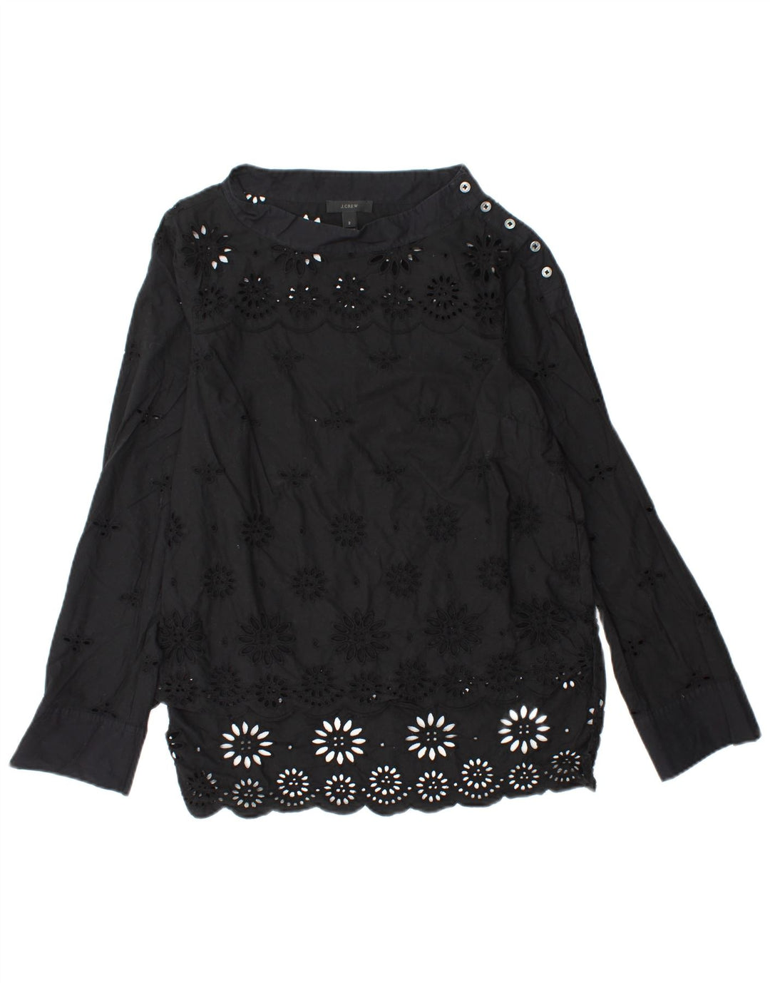 Blusa feminina J. CREW manga comprida US 2 XS algodão floral preto