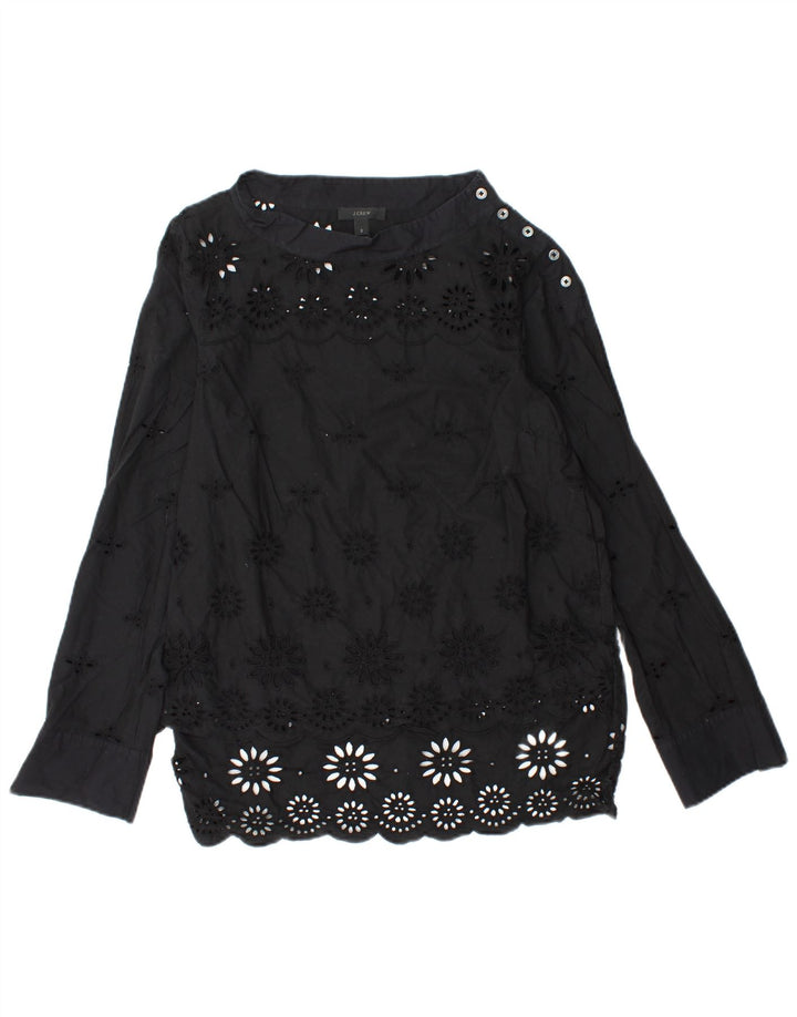 Blusa feminina J. CREW manga comprida US 2 XS algodão floral preto