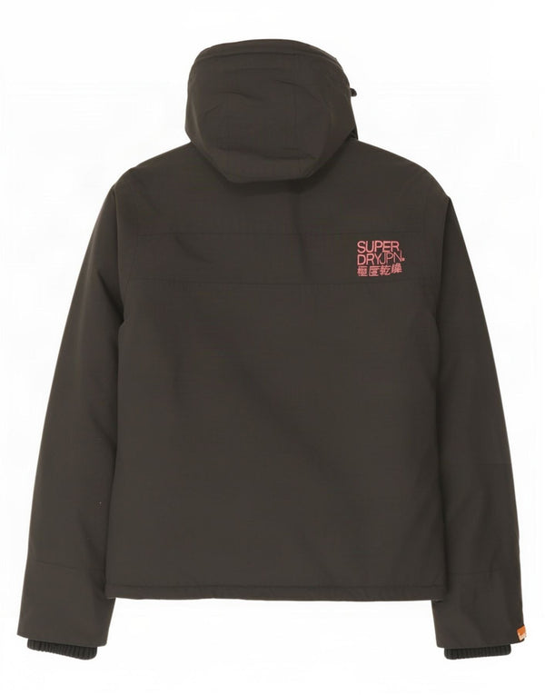 Jaqueta corta-vento feminina Superdry com capuz UK 14 nylon cinza médio