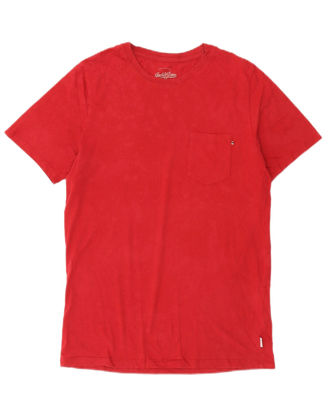 Jack & Jones Mens Slim Fit Camiseta Top Médio Algodão Vermelho