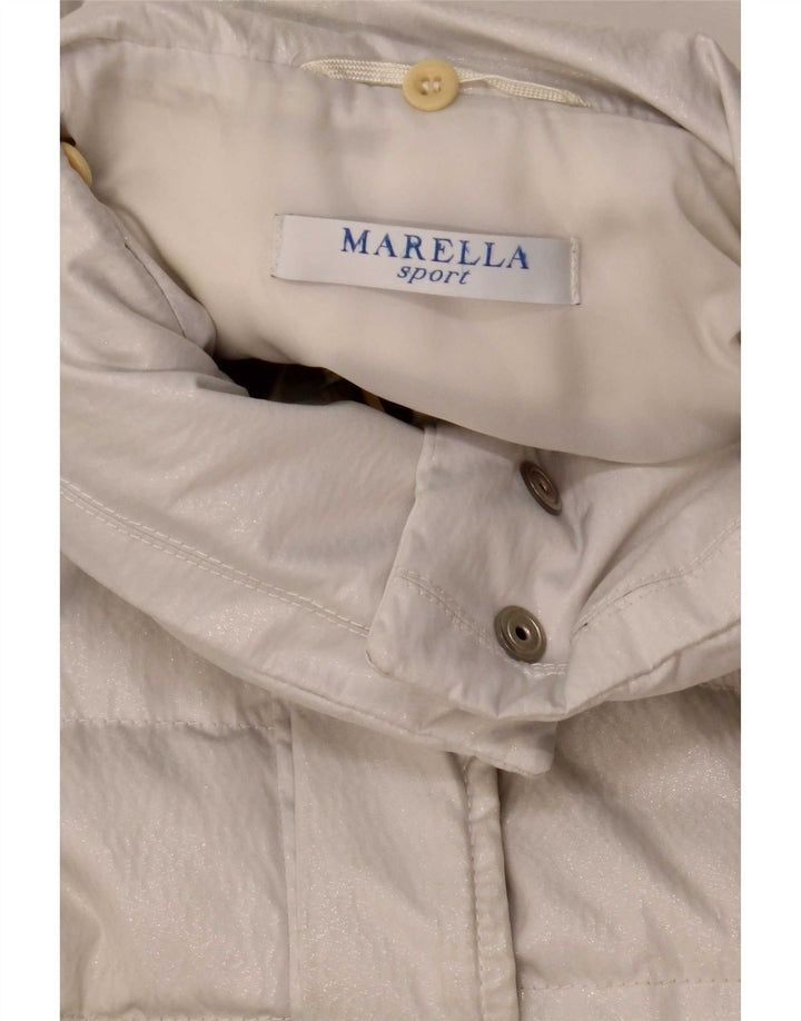 Casaco acolchoado feminino Marella UK 12 poliéster branco médio