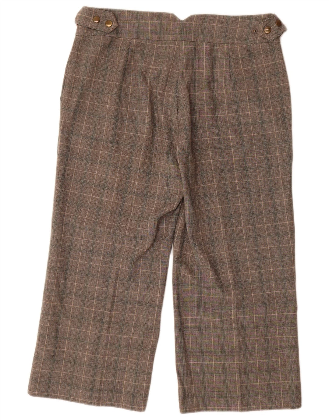 Calça capri feminina Marks & Spencer Reino Unido 12 médio W30 L23 xadrez cinza