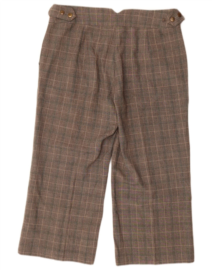 Calça capri feminina Marks & Spencer Reino Unido 12 médio W30 L23 xadrez cinza