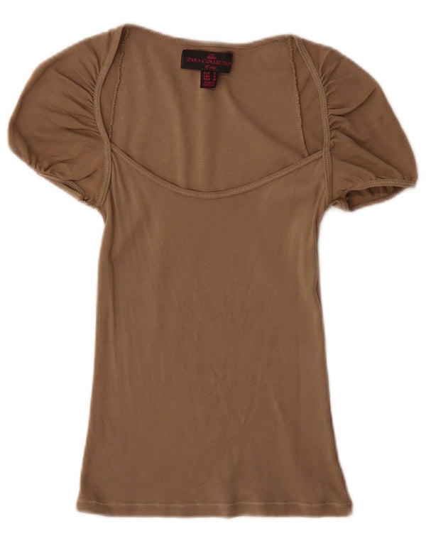 Zara Blusa Feminina Top UK 8 Pequena Cinza
