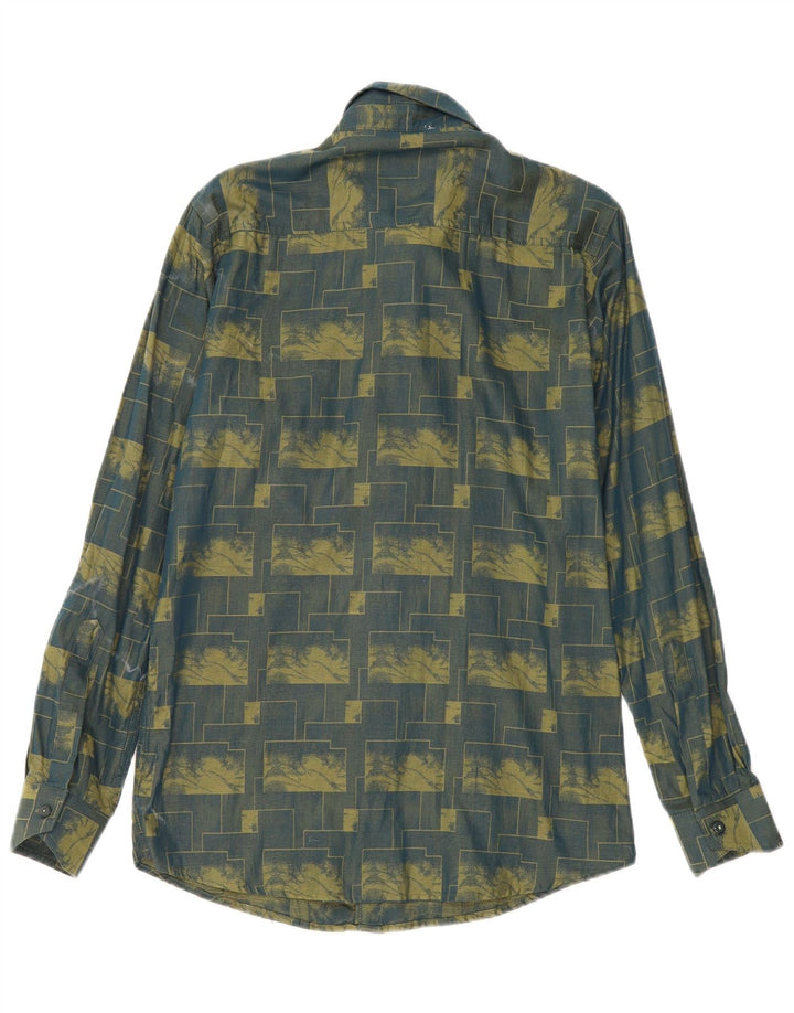 Camisa masculina VINTAGE grande verde geométrica