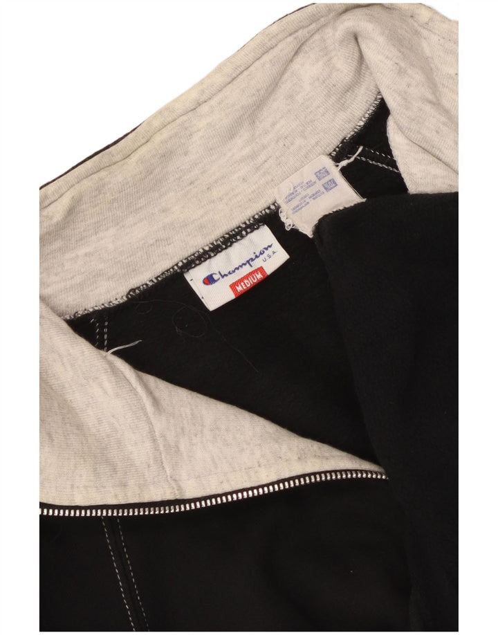 Moletom masculino Champion com gola e zíper, moletom médio preto de algodão