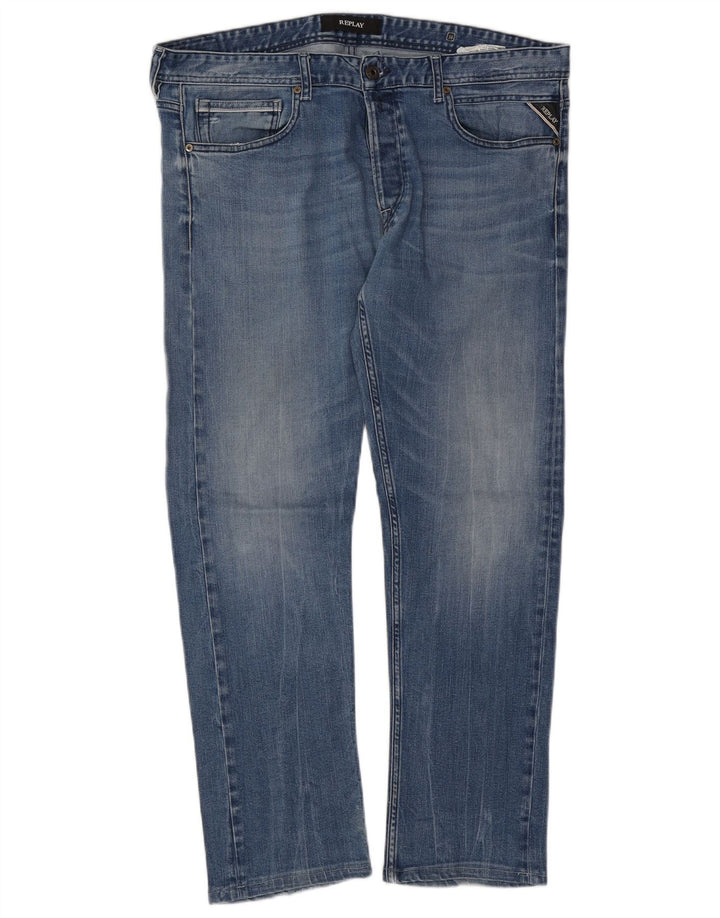 REPLAY Jeans retos masculinos W38 L29 algodão azul