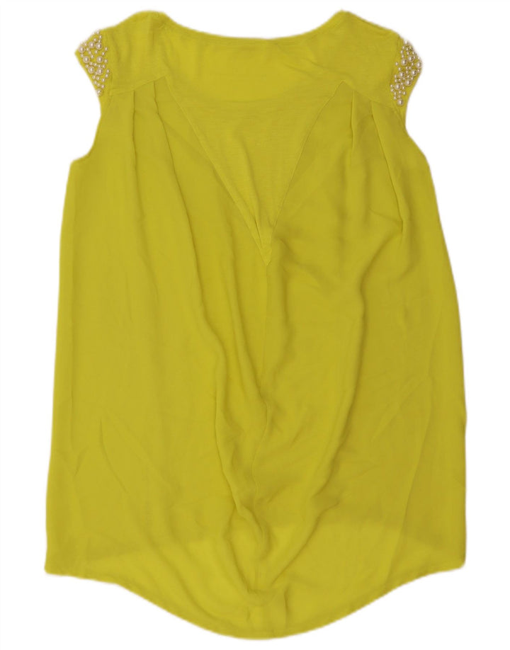Guess Vestido túnica feminino sem mangas UK 14 Médio Amarelo