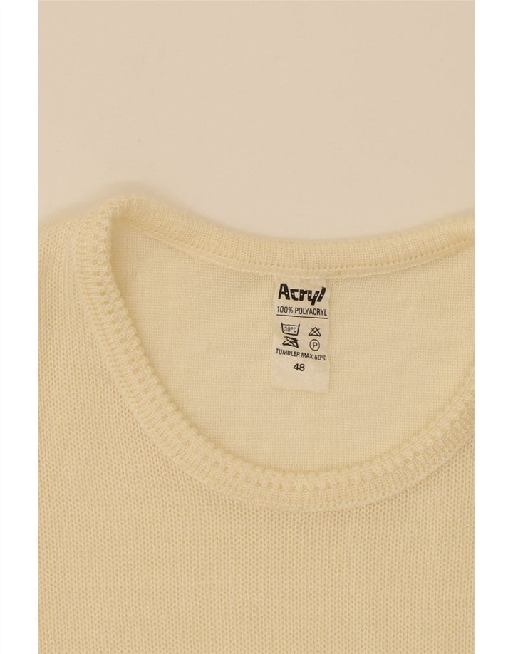 VINTAGE Womens Crop Short Sleeve Crew Neck Jumper Sweater IT 48 XL Beige Vintage Vintage and Second-Hand Vintage from Messina Hembry 