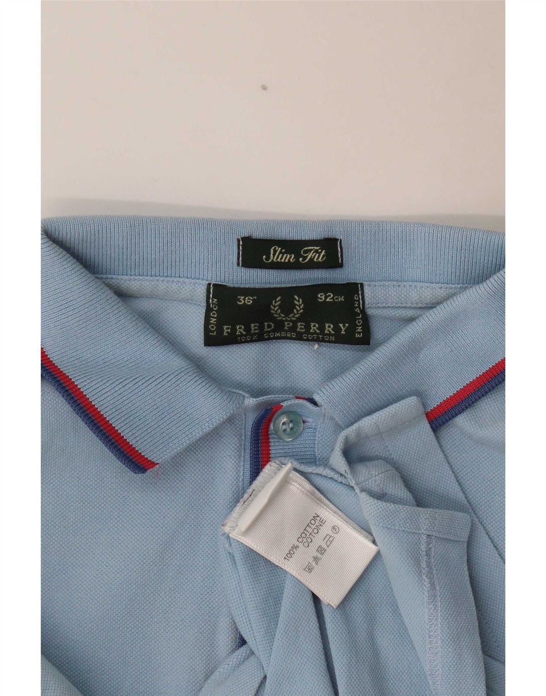 Camisa polo masculina Slim Fit Fred Perry de algodão azul pequeno