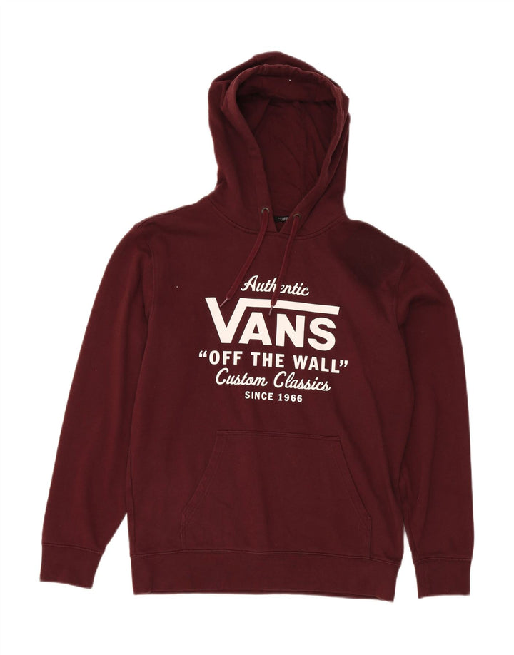 VANS Mens Graphic Hoodie Jumper Pequeno Algodão Borgonha
