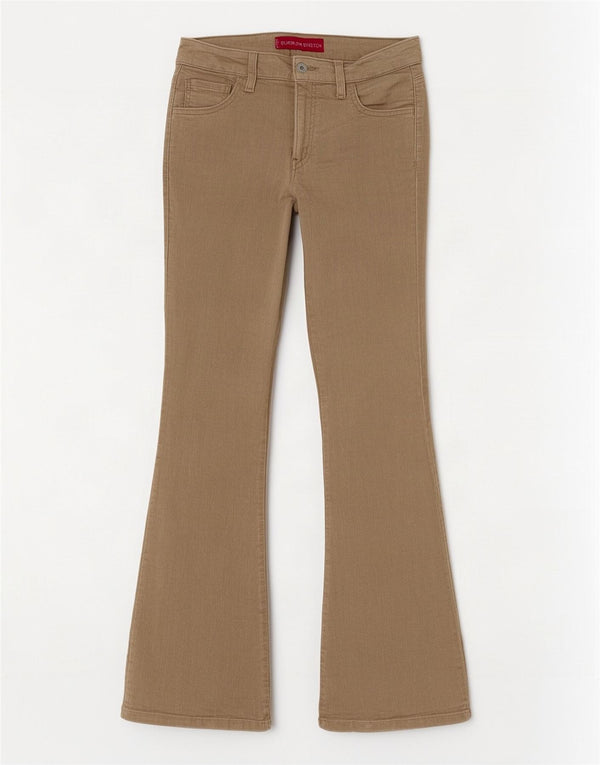 Calça feminina Levi's Stretch Flare Corduroy US 5 Médio W30 L30 Bege