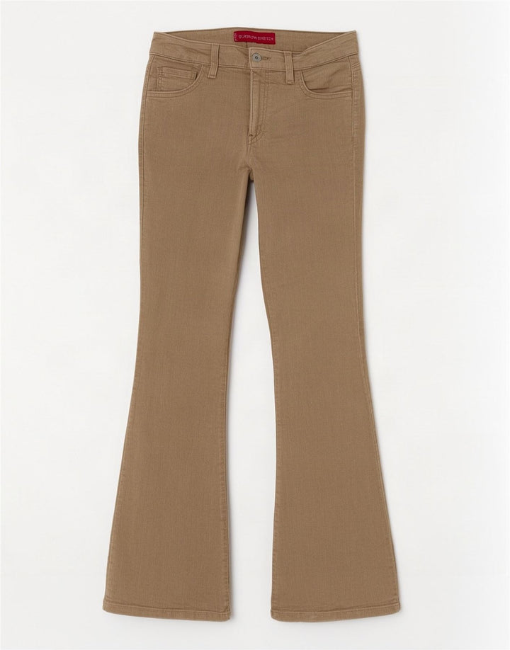 Calça feminina Levi's Stretch Flare Corduroy US 5 Médio W30 L30 Bege