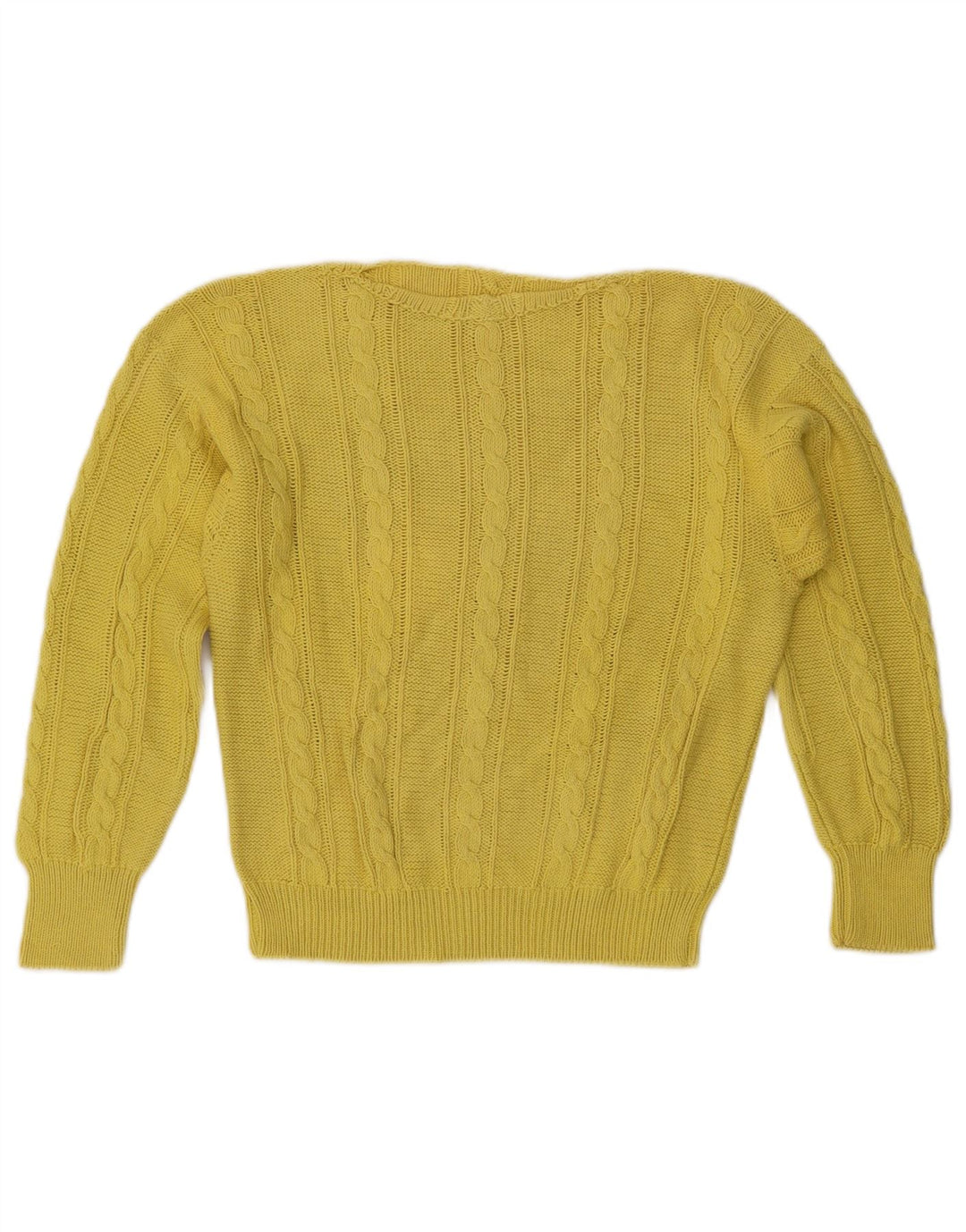 Suéter feminino VINTAGE com gola canoa UK 14 amarelo médio