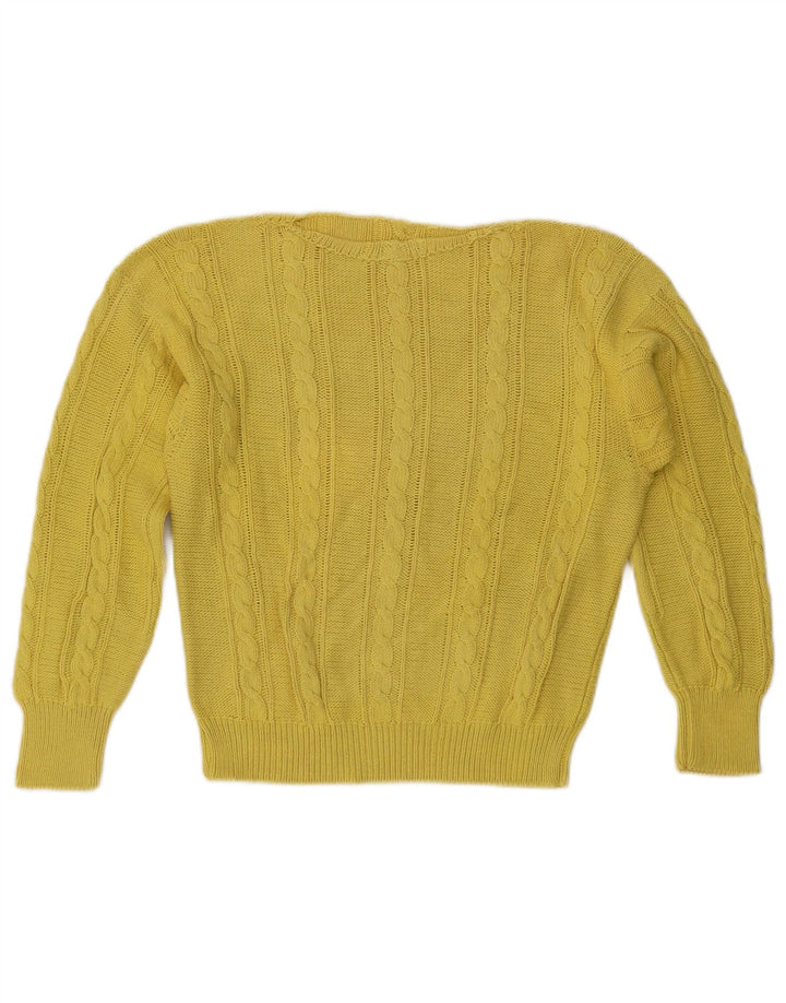 Suéter feminino VINTAGE com gola canoa UK 14 amarelo médio