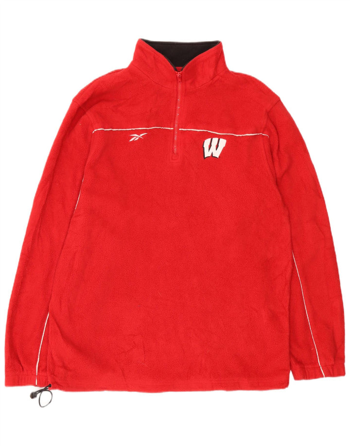 Reebok Mens Wisconsin Zip Neck Fleece Jumper Grande Poliéster Vermelho