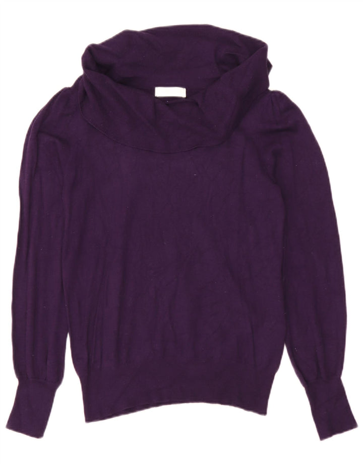Suéter feminino Marks & Spencer com gola redonda e viscose roxa média Reino Unido 12