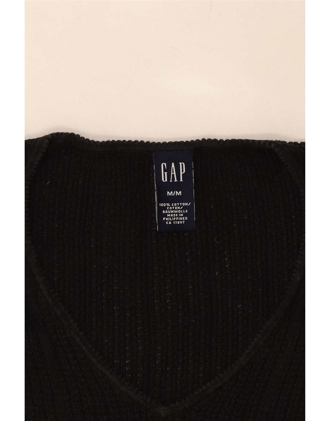 GAP Womens V-Neck Jumper Sweater UK 14 Medium Black Cotton Vintage Gap and Second-Hand Gap from Messina Hembry 