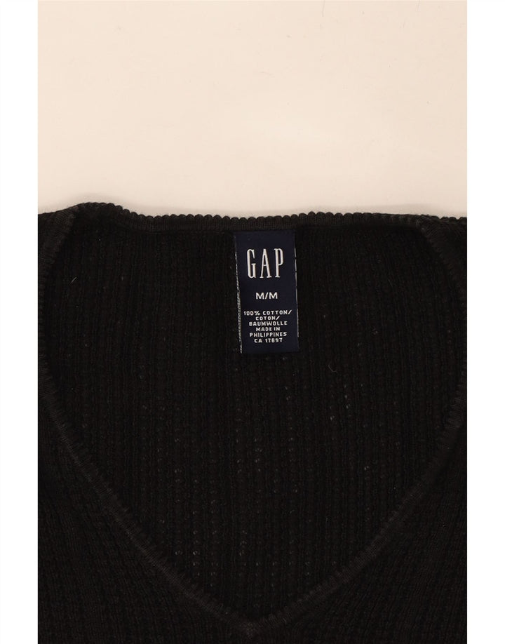 GAP Womens V-Neck Jumper Sweater UK 14 Medium Black Cotton Vintage Gap and Second-Hand Gap from Messina Hembry 