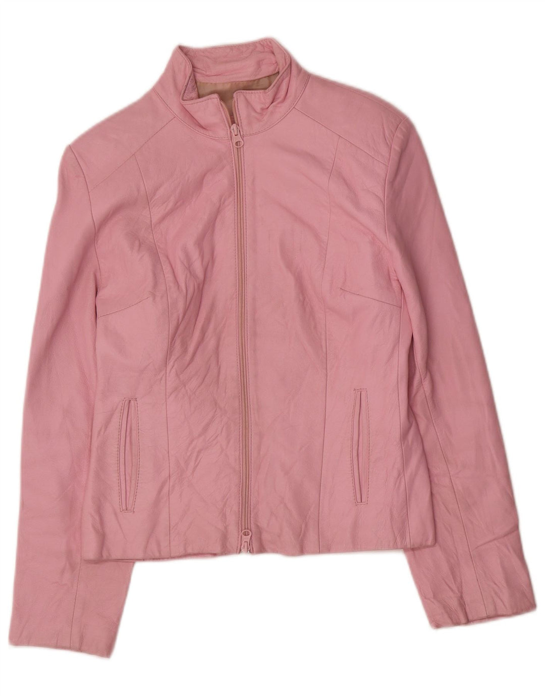 Jaqueta de couro feminina Raffaello UK 12 rosa médio