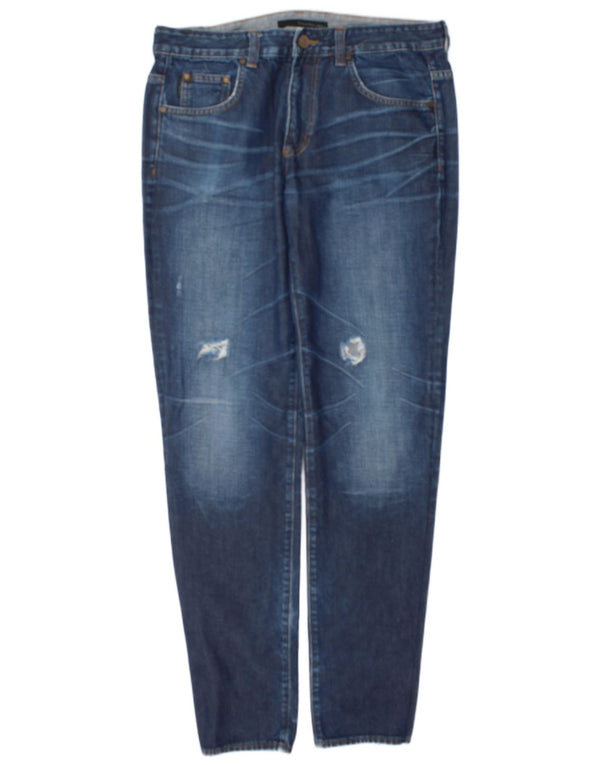 Calvin Klein Masculino Distressed Regular Slim Jeans W32 L34 Azul Algodão