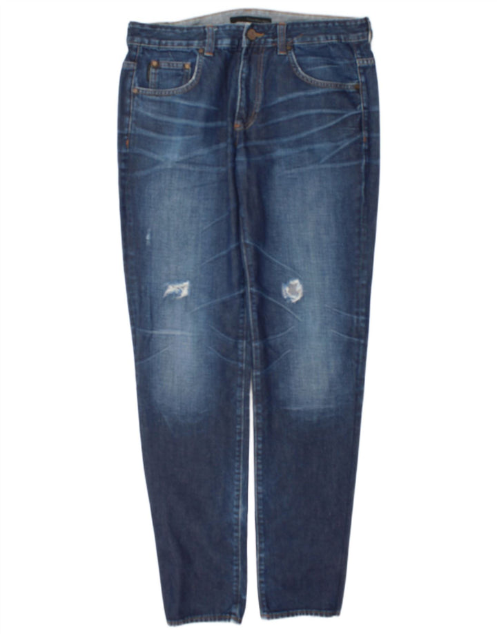 Calvin Klein Masculino Distressed Regular Slim Jeans W32 L34 Azul Algodão