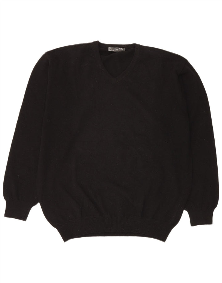 Suéter masculino Zara com decote em V grande lã preta