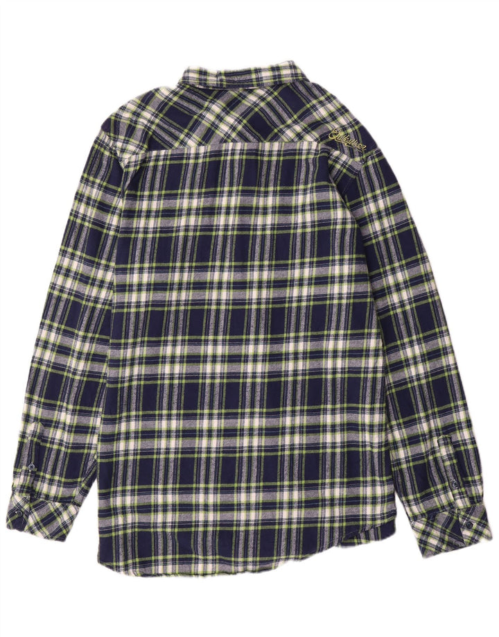 Camisa masculina de flanela QUIKSILVER XL algodão xadrez azul marinho