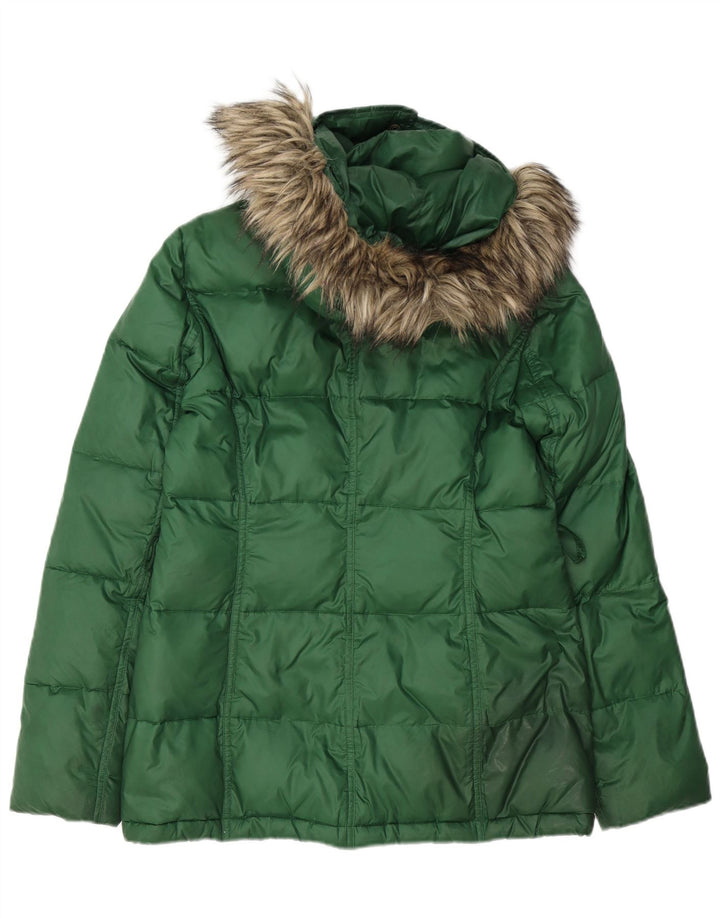 Jaqueta acolchoada com capuz feminina Esprit UK 12 verde médio
