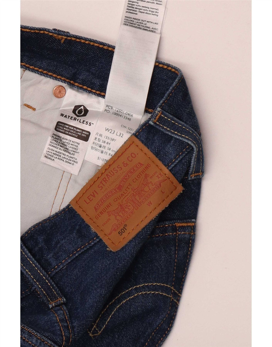 Calça jeans feminina Levi's 501 Straight W23 L32 azul algodão