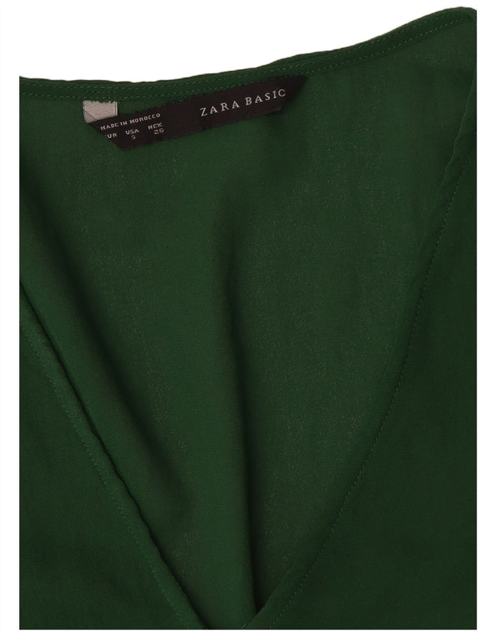 Blusa feminina de manga comprida Zara Top UK 10 pequeno verde