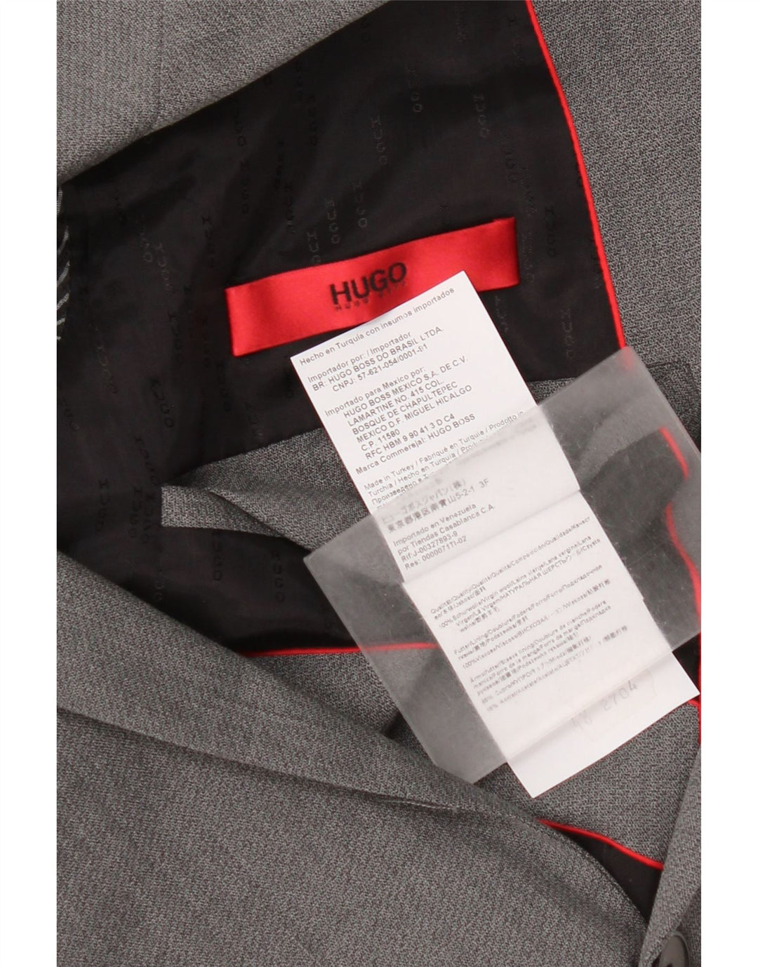 Jaqueta Blazer Masculina Hugo Boss com 2 Botões EU 48 Lã Virgem Cinza Médio