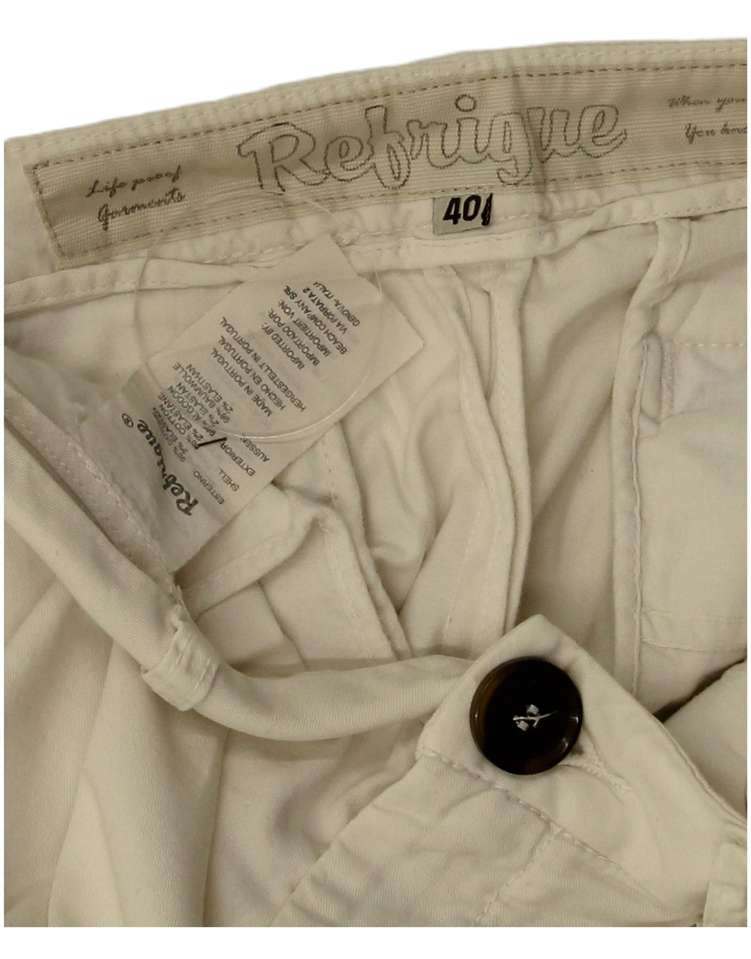 Shorts Chino Feminino Refrigue EU 40 Médio W30 Algodão Bege