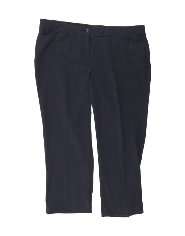 Calça casual feminina Marks & Spencer Reino Unido 24 4XL W48 L32 azul marinho