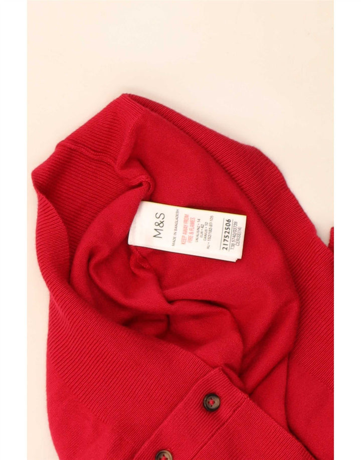 Suéter cardigã feminino Marks & Spencer UK 14 grande viscose vermelha