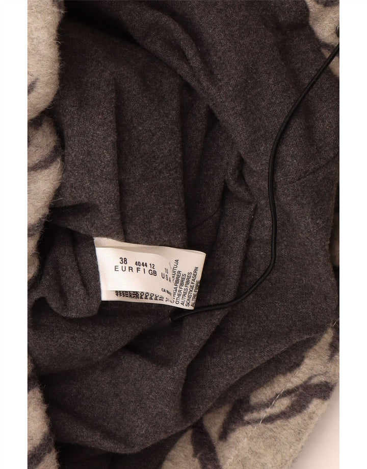 Luhta Casaco feminino acolchoado com capuz UK 12 lã cinza médio com estampa animal