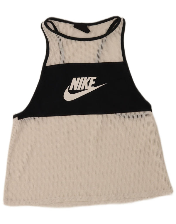 Nike Womens Graphic Vest Top UK 14 Medium White Colourblock Sports
