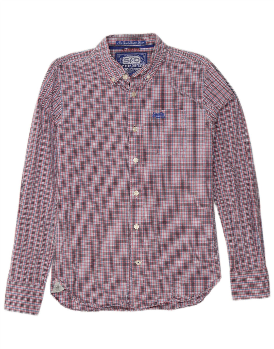 Camisa masculina Superdry médio rosa algodão guingão