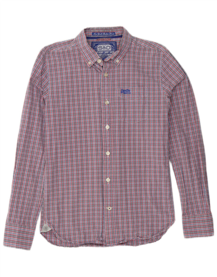 Camisa masculina Superdry médio rosa algodão guingão