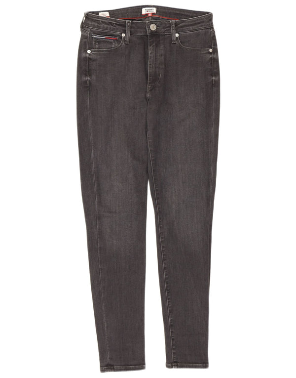 Jeans Tommy Hilfiger feminino cintura alta super skinny W28 L28 algodão cinza
