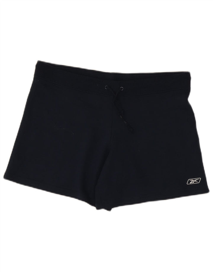Shorts esportivos femininos Reebok UK 12 médio azul marinho algodão