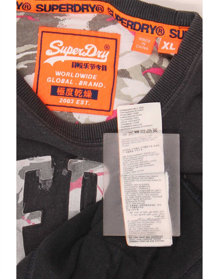 Camiseta gráfica masculina Superdry Top XL algodão preto