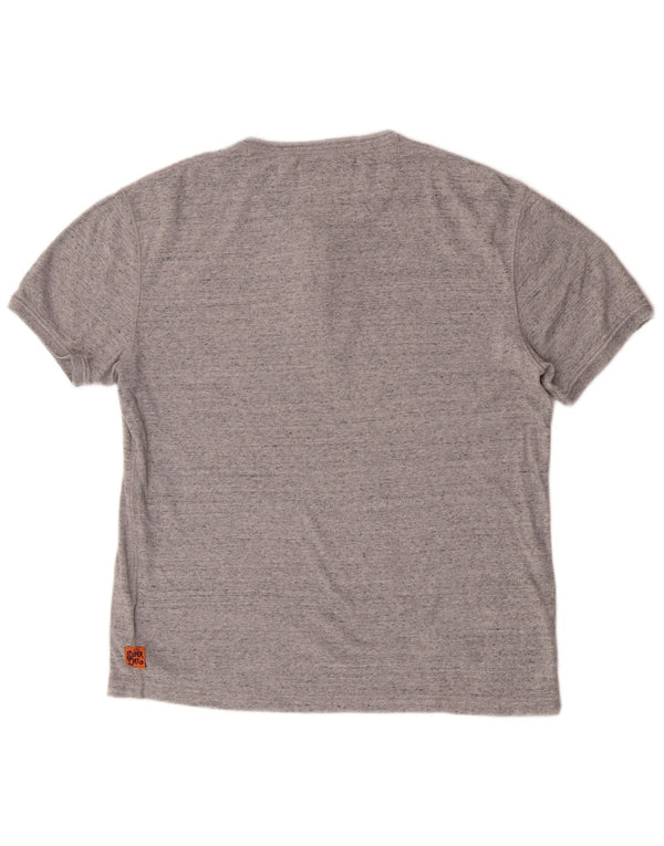 Camiseta masculina Superdry Slim Fit Top XL algodão manchado cinza