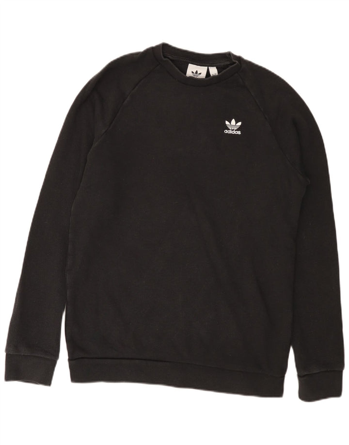 Adidas Mens Moletom Jumper Pequeno Algodão Preto