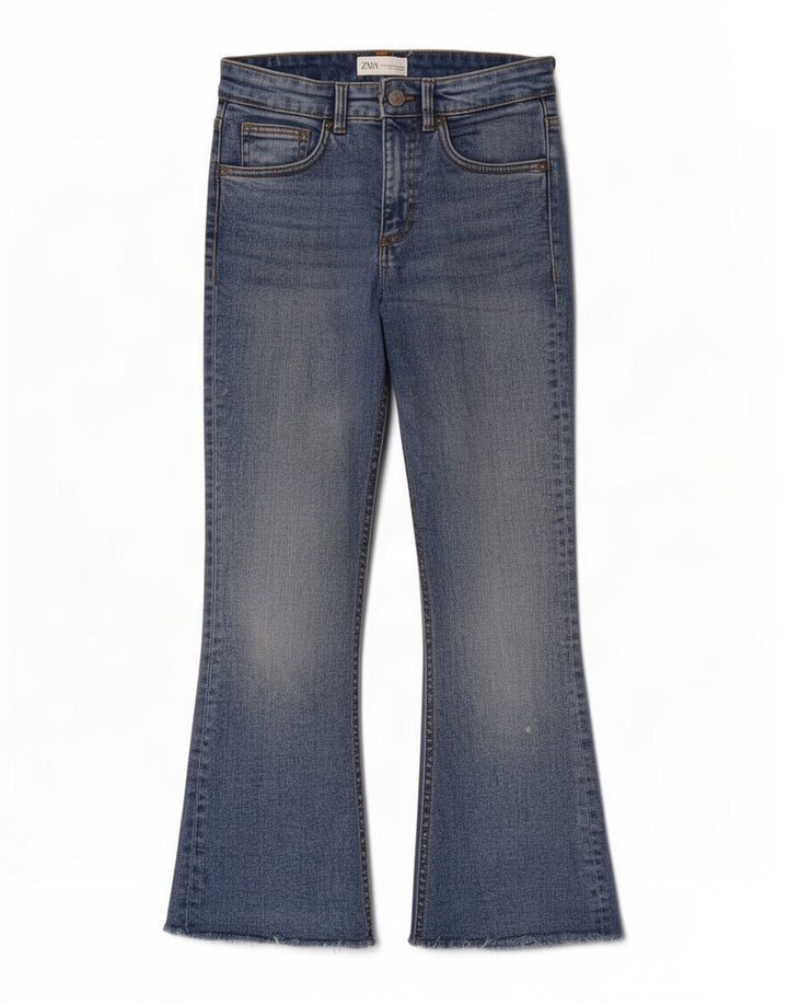 Zara Jeans feminino queimado EU 38 pequeno W26 L26 algodão azul