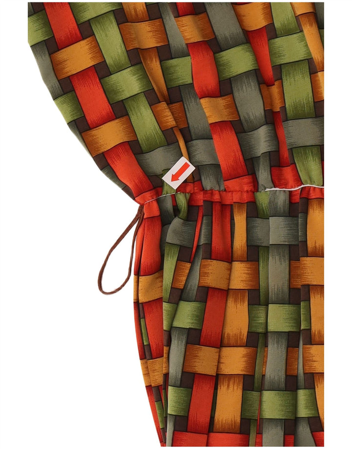 Vestido feminino Shubette evasê UK 14 verde médio geométrico